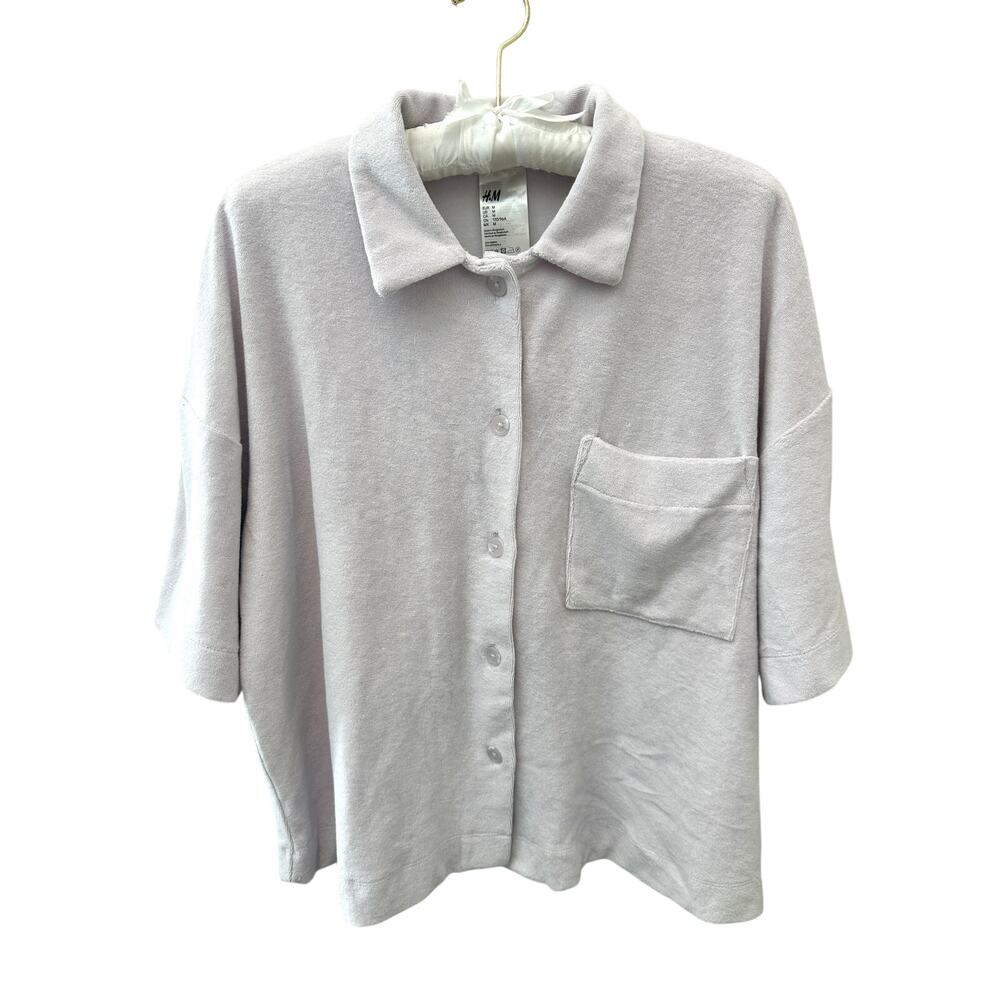 H&M | Light Purple Terry Cloth Button Up Shirt Collared Boxy NWT | Medium